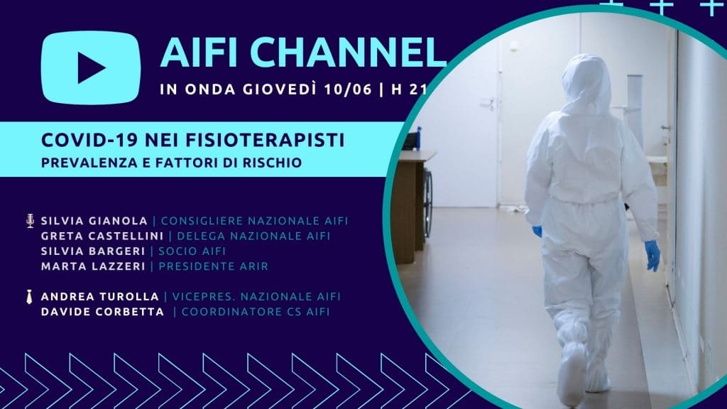 Covid-19 nei fisioterapisti italiani: il 10/06 il nuovo appuntamento su AIFI Channel