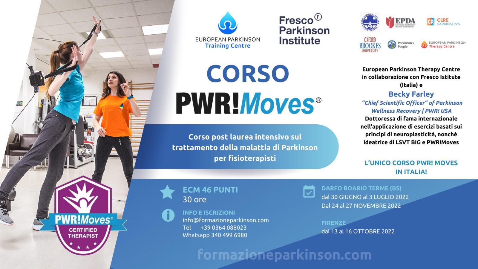 PWR! Moves, Corso intensivo post laurea sul trattamento della malattia di Parkinson