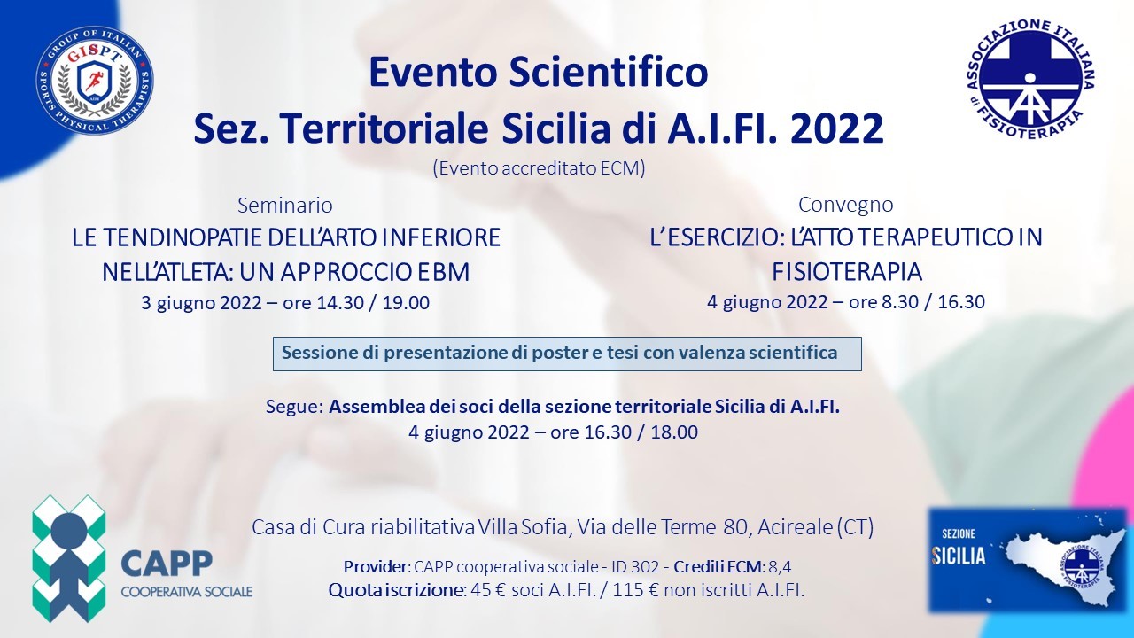 EVENTO SCIENTIFICO SEZIONE TERRITORIALE SICILIA DI A.I.FI. 2022