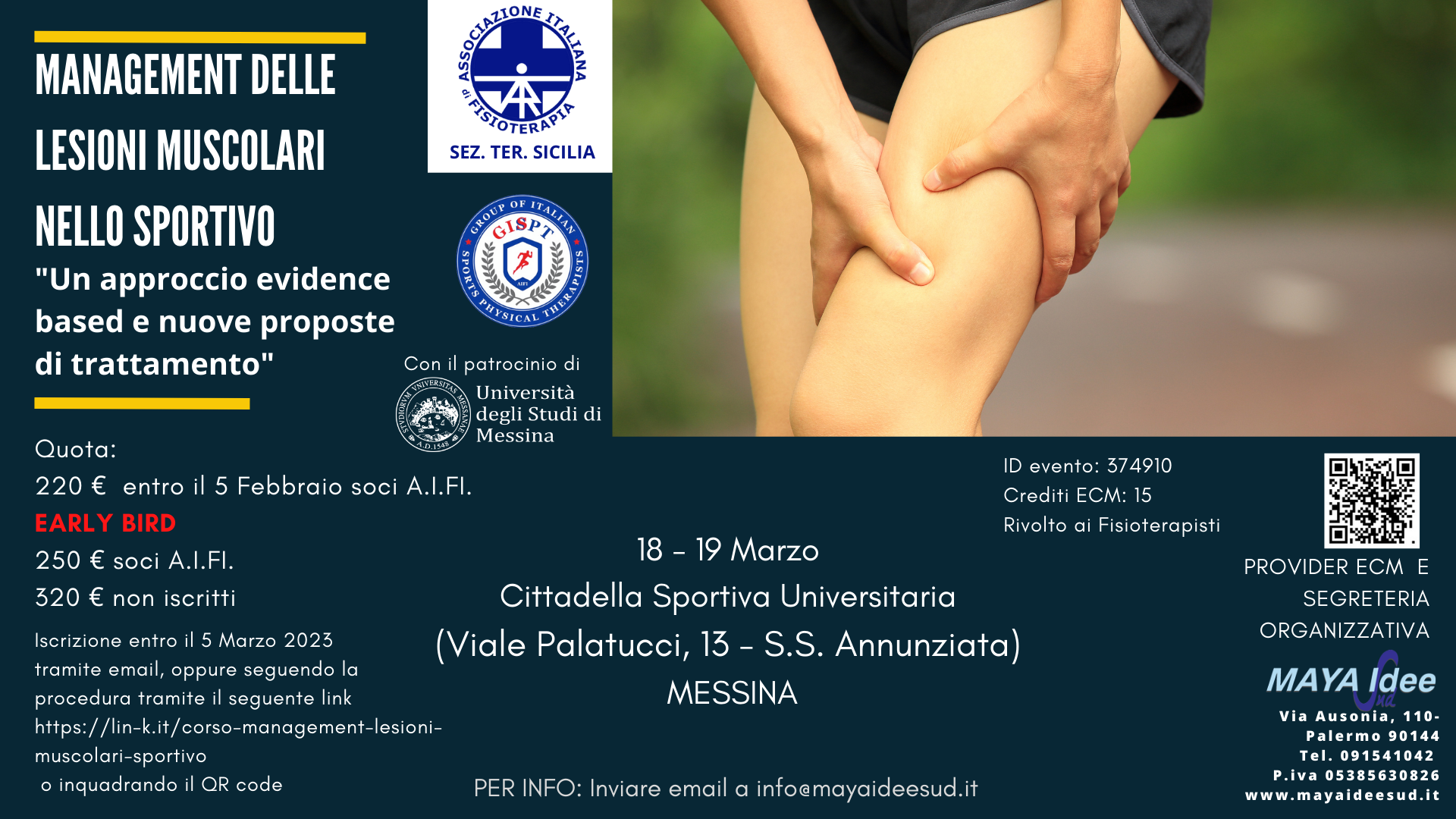 Evento ECM “Management delle lesioni muscolari nello sportivo”, 18-19 marzo, Messina