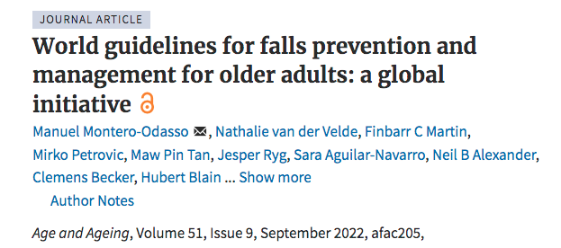 Linee guida internazionali per la prevenzione e la gestione delle cadute negli anziani